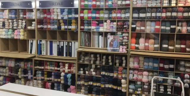 Shelves of yarn inside Mary Bobbins